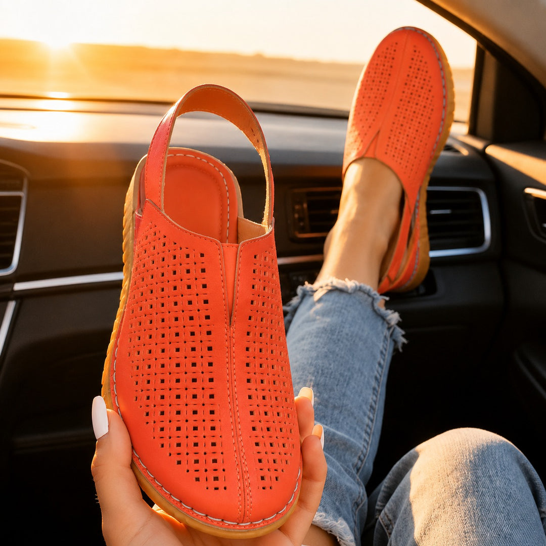 Halvine | Perforated Wedge Slingback Sandal in product view 15