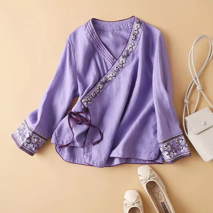 Lotus | Relaxed Embroidered Breeze Blouse in product view 6