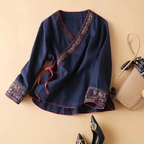 Lotus | Relaxed Embroidered Breeze Blouse in product view 13