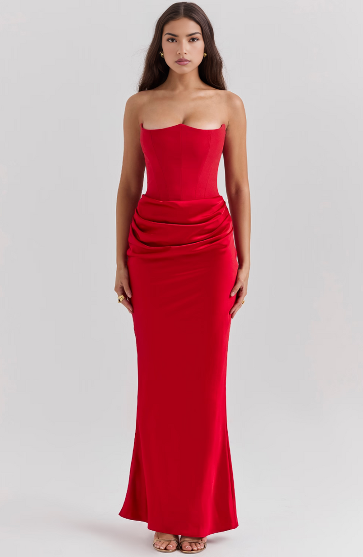 Hera | Retro Solid Color Strapless Party Dress in product view 4