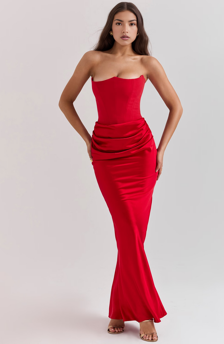 Hera | Retro Solid Color Strapless Party Dress in product view 7