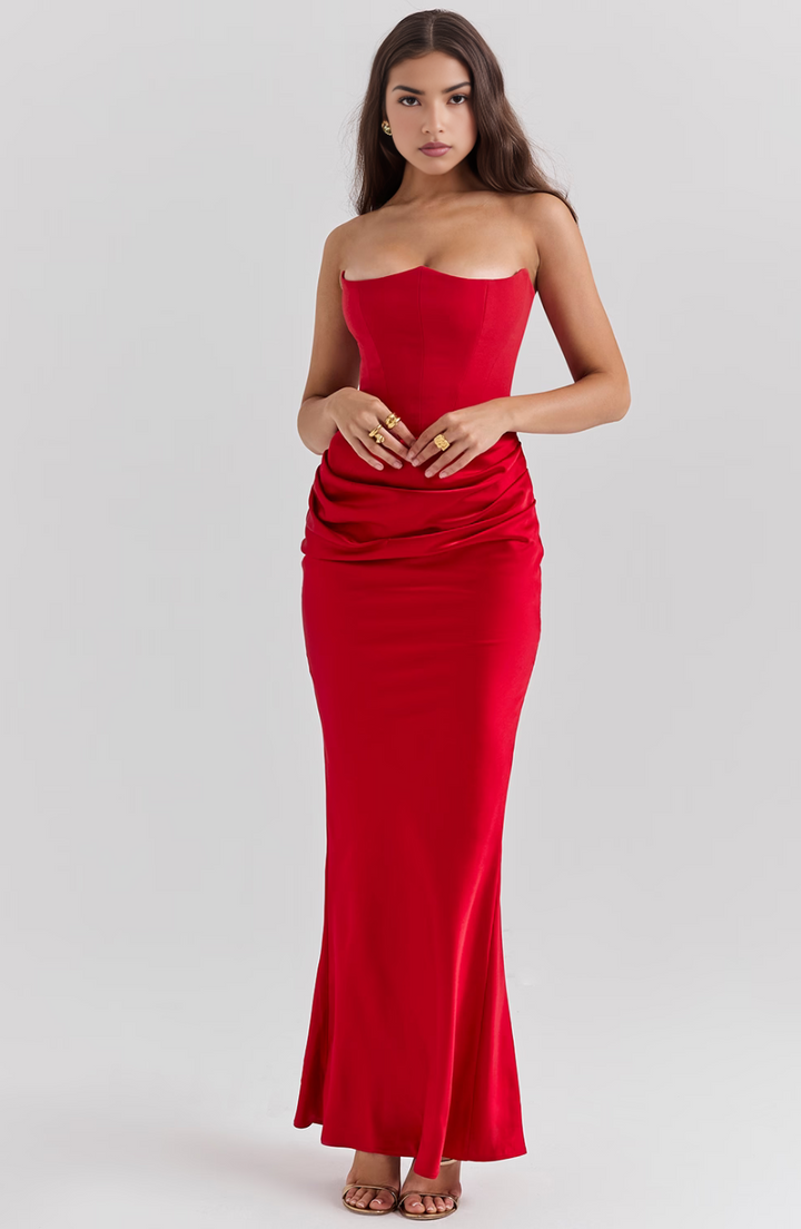 Hera | Retro Solid Color Strapless Party Dress in product view 8