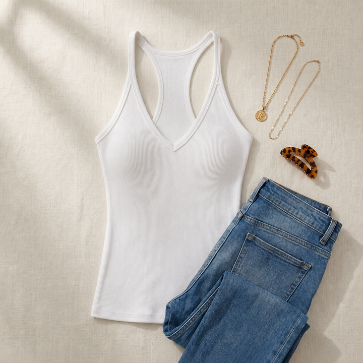 Valmira | Ribbed Halter Tank Top in product view 5