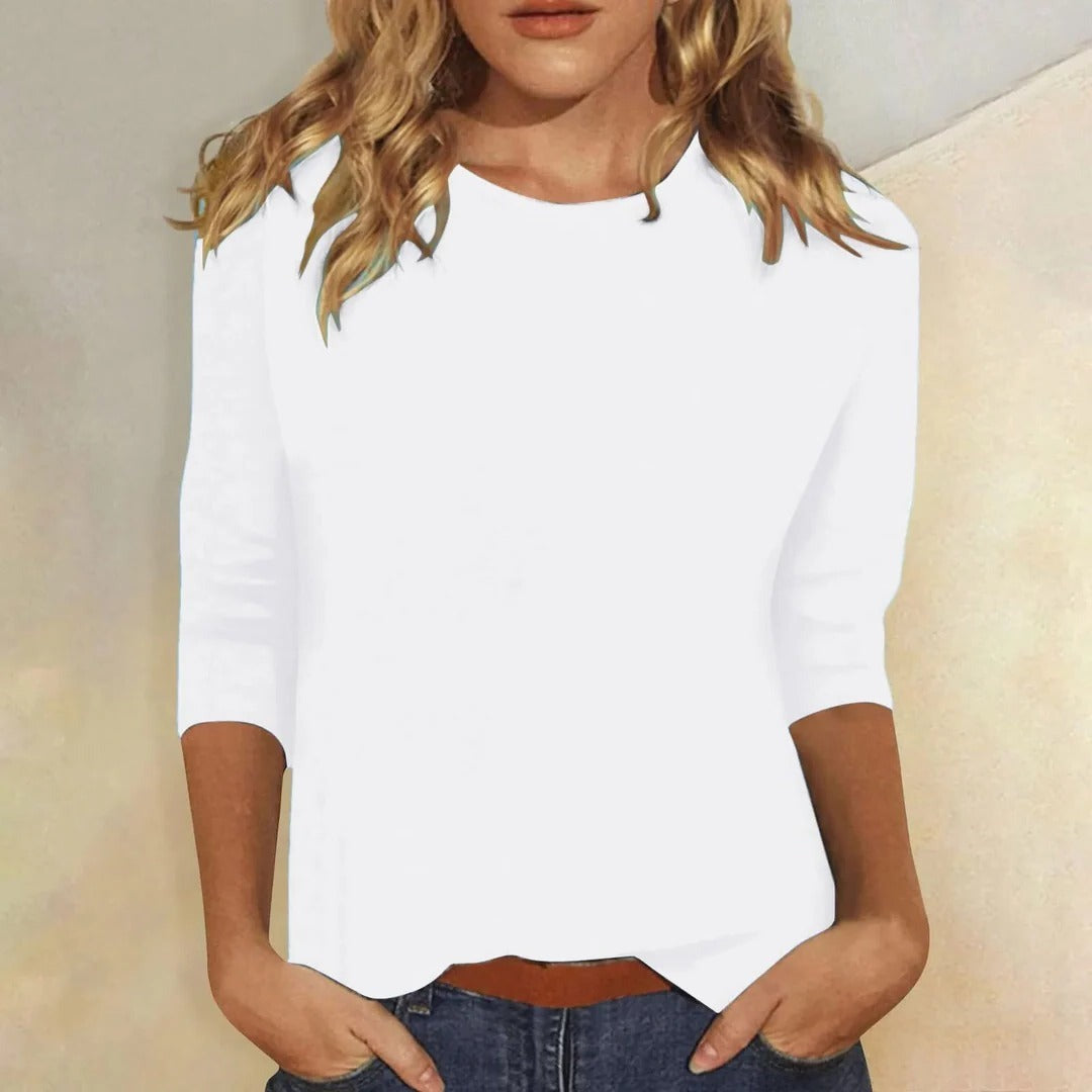 Katell | Round Neck Three-Quarter Sleeve Top - product image 2