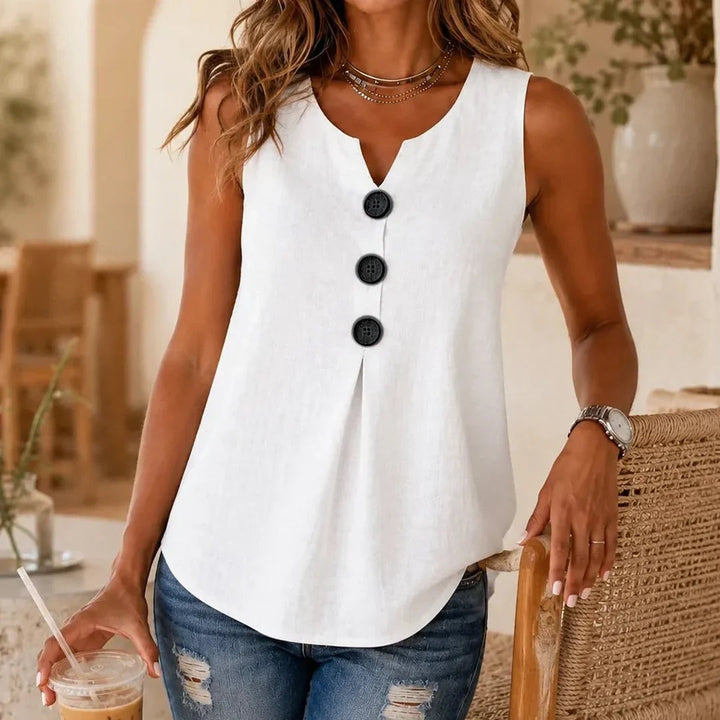 Dalisay | Sleeveless Button-Front Tank Top in product view 11