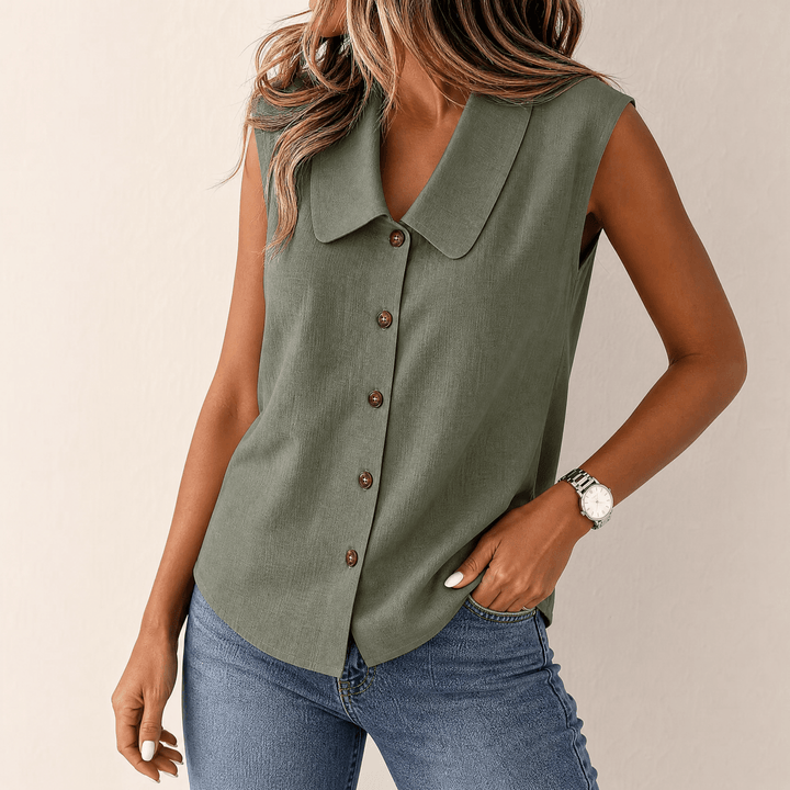 Carinda | Sleeveless Collared Button-Up Blouse in product view 10