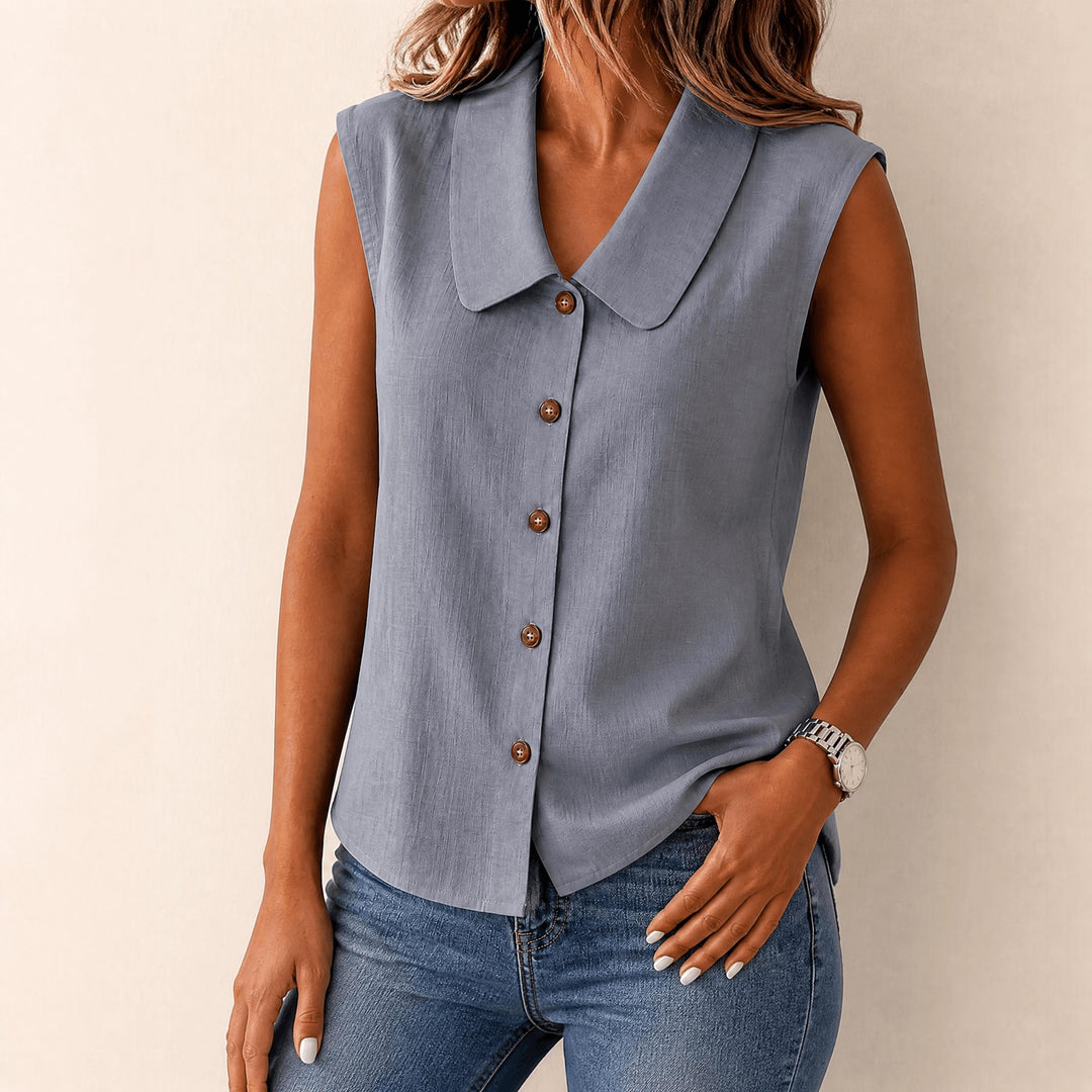 Carinda | Sleeveless Collared Button-Up Blouse in product view 12