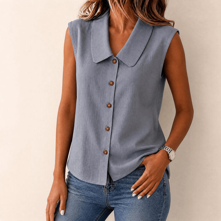 Carinda | Sleeveless Collared Button-Up Blouse in product view 12
