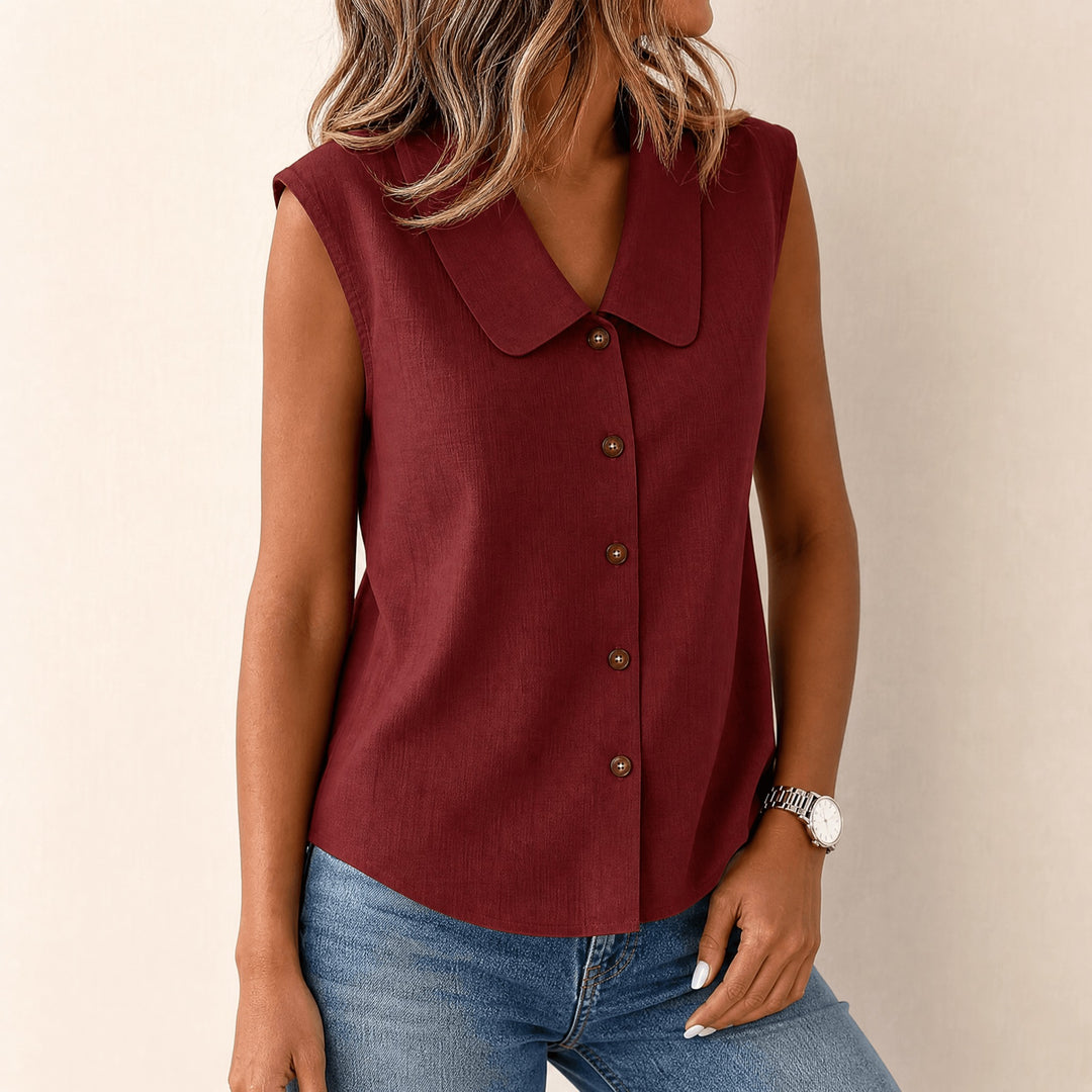 Carinda | Sleeveless Collared Button-Up Blouse in product view 14