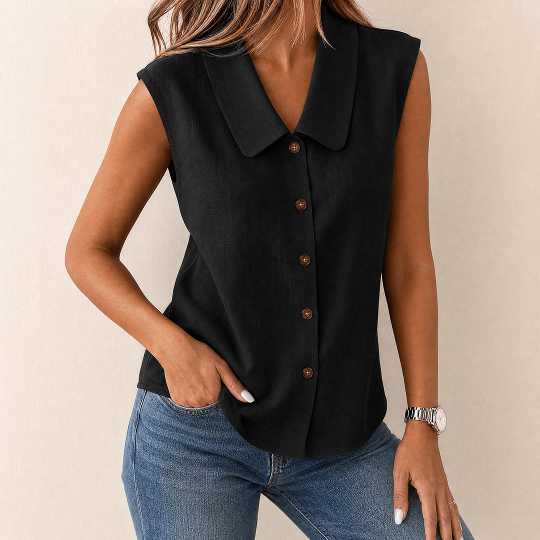 Carinda | Sleeveless Collared Button-Up Blouse in product view 15
