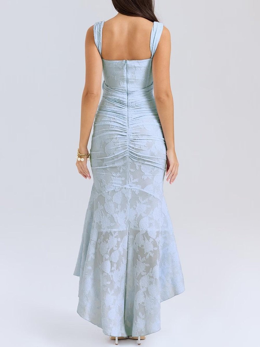 Sophia | Sleeveless Square-Neck Jacquard Lace Mermaid Dress in product view 5