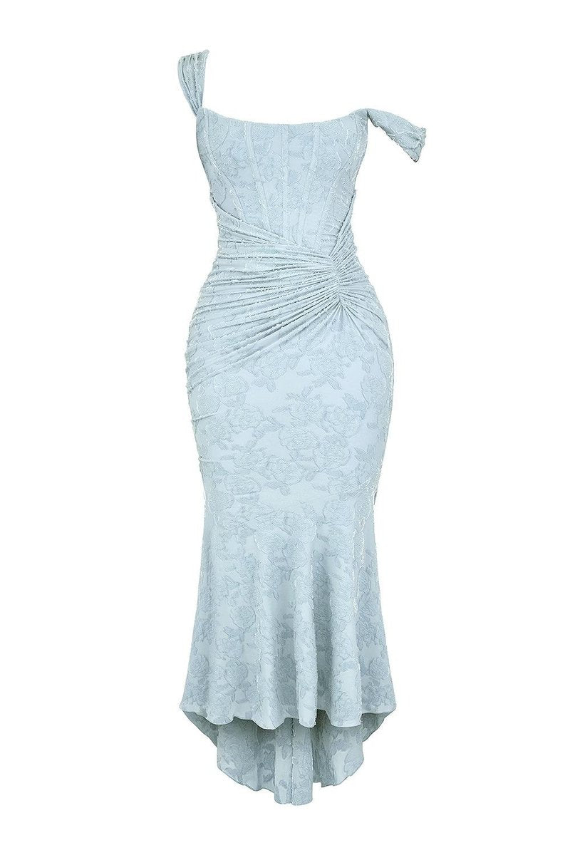 Sophia | Sleeveless Square-Neck Jacquard Lace Mermaid Dress in product view 6