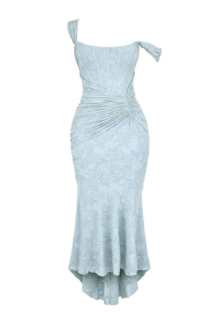 Sophia | Sleeveless Square-Neck Jacquard Lace Mermaid Dress in product view 6