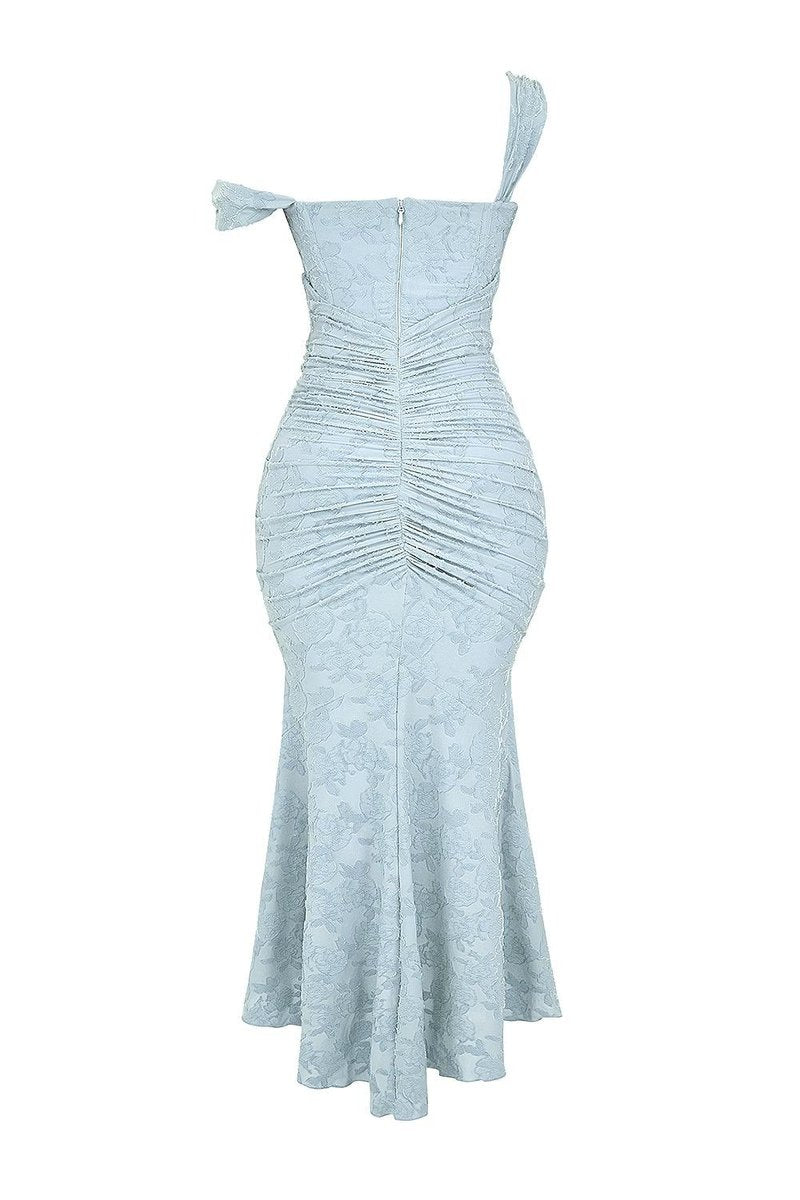 Sophia | Sleeveless Square-Neck Jacquard Lace Mermaid Dress in product view 7