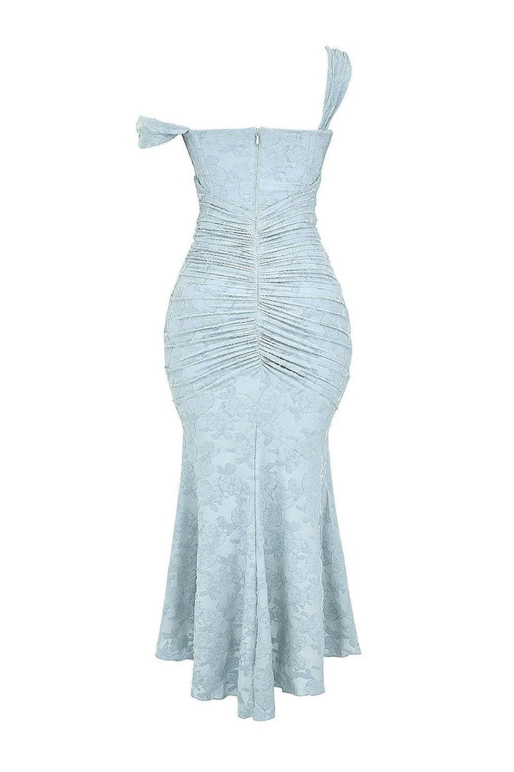 Sophia | Sleeveless Square-Neck Jacquard Lace Mermaid Dress in product view 7