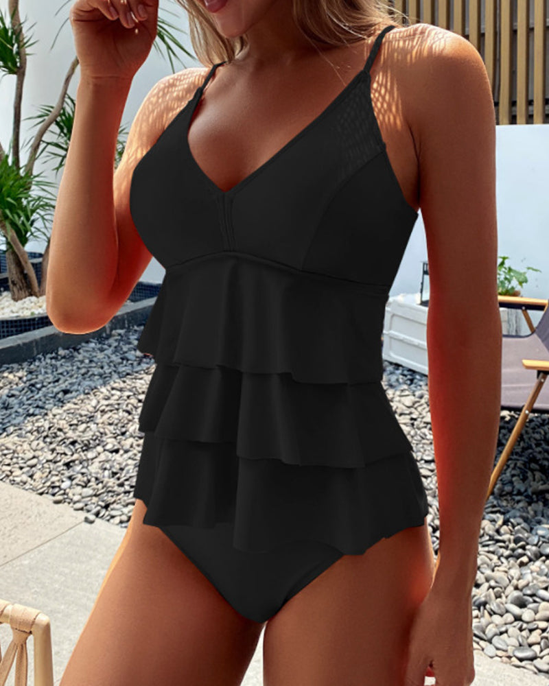 Helen | Solid Swimsuit with Ruffles in product view 4