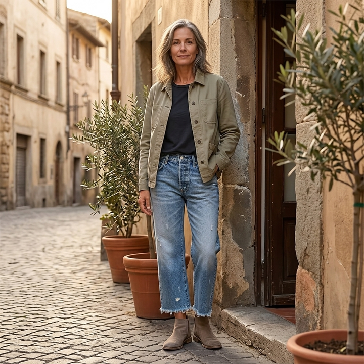 Renata | Straight Leg Cropped Raw Hem Jeans in product view 5