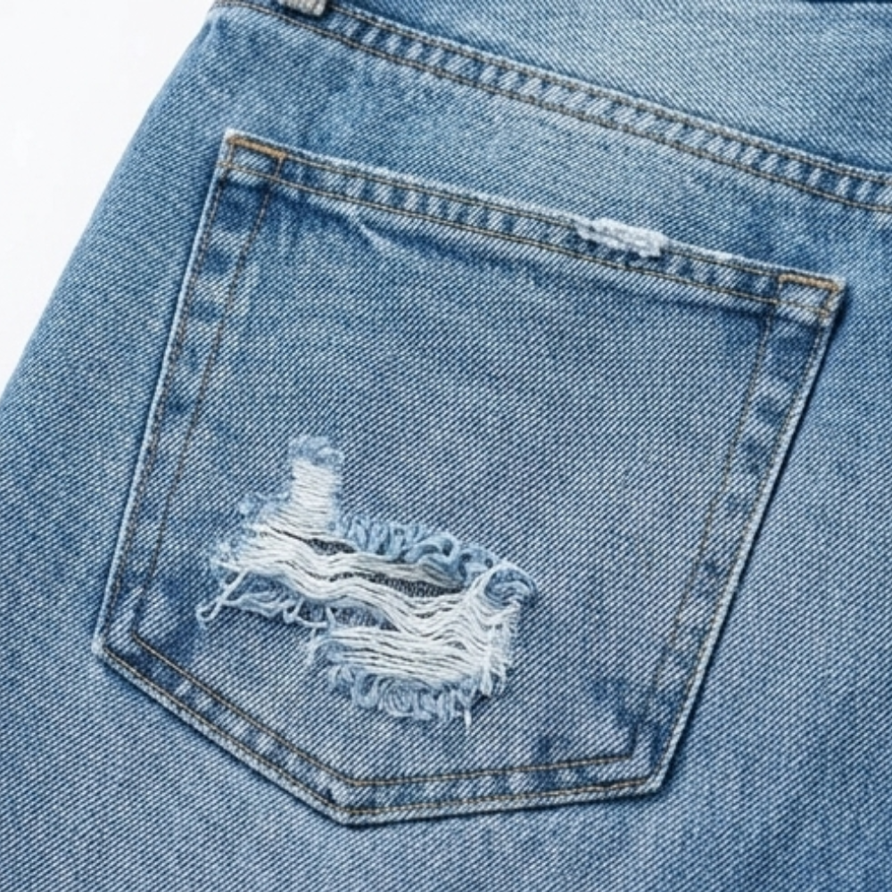 Renata | Straight Leg Cropped Raw Hem Jeans in product view 9