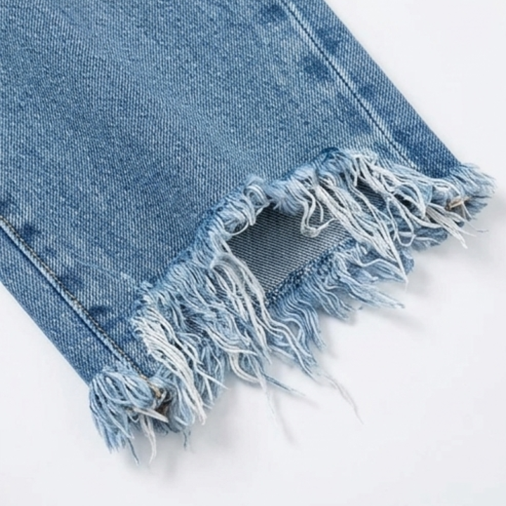 Renata | Straight Leg Cropped Raw Hem Jeans in product view 10