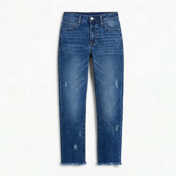 Renata | Straight Leg Cropped Raw Hem Jeans in product view 11