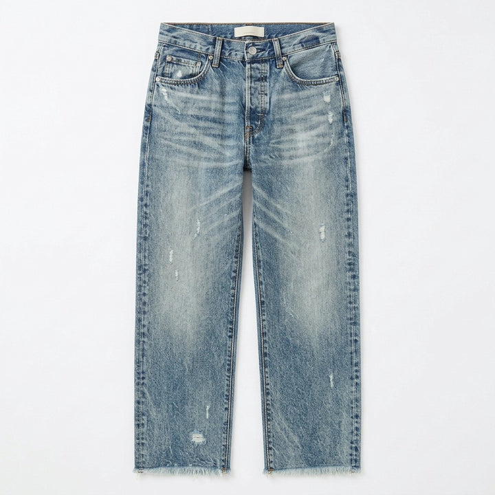Renata | Straight Leg Cropped Raw Hem Jeans in product view 16