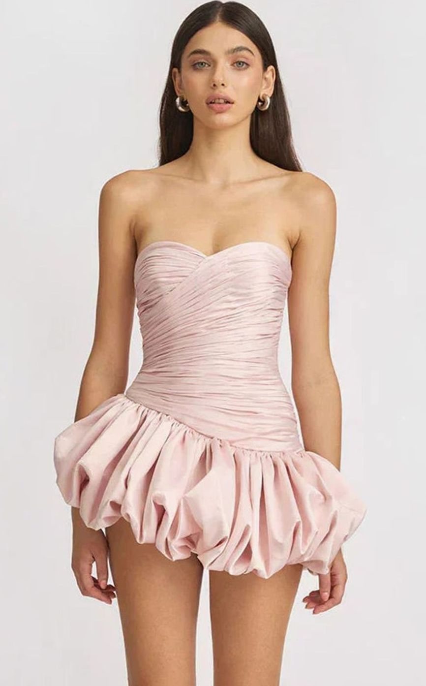 Emma | Strapless Ruched Balloon-Hem Mini Dress in product view 2
