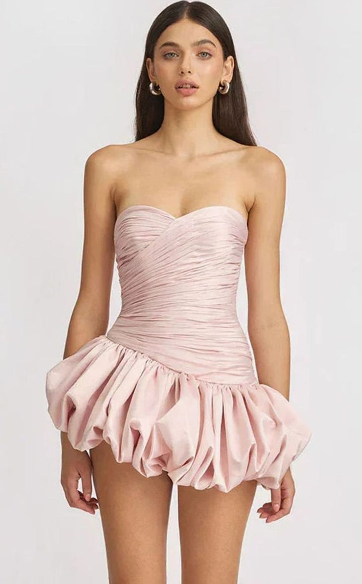 Emma | Strapless Ruched Balloon-Hem Mini Dress in product view 2