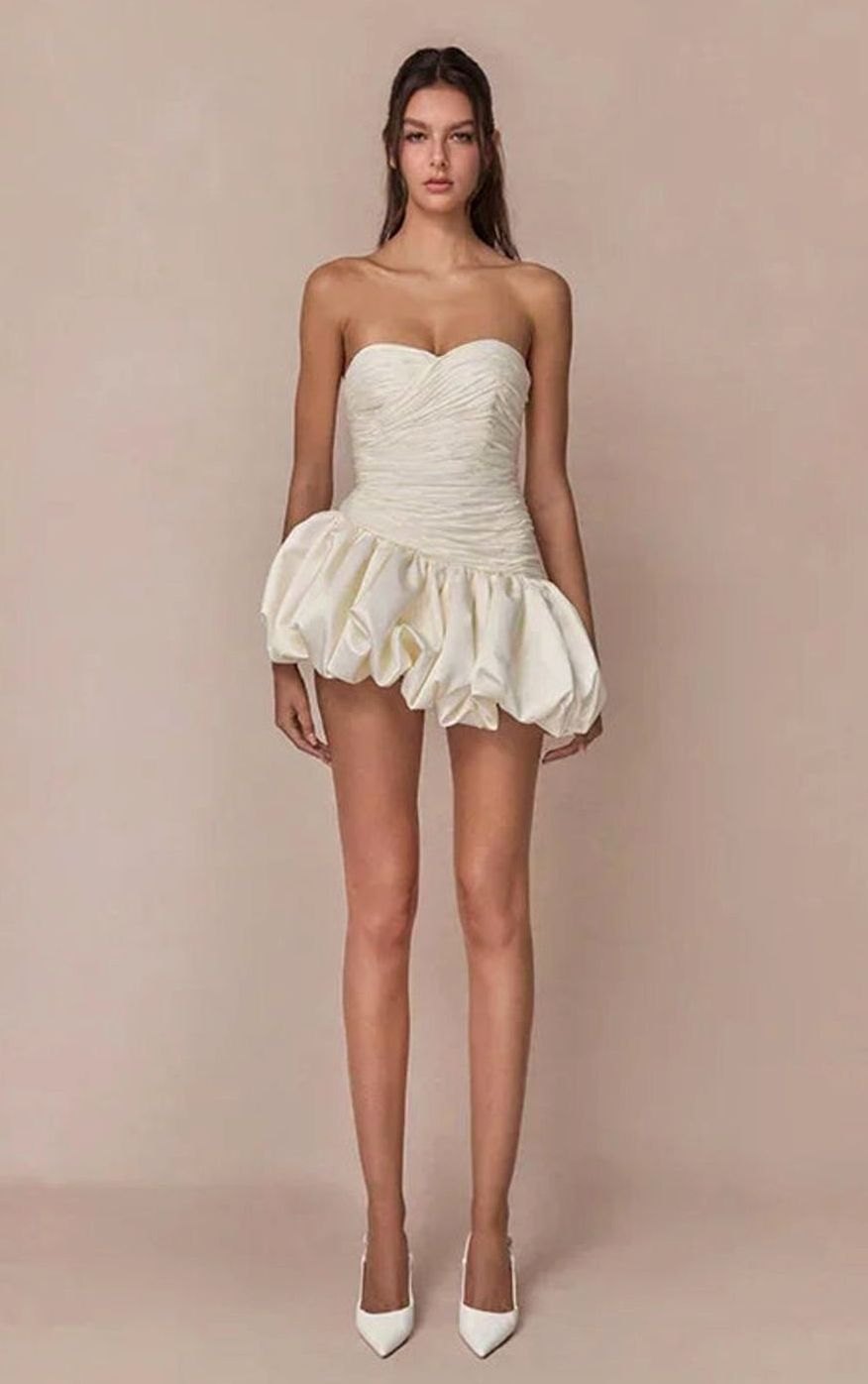 Emma | Strapless Ruched Balloon-Hem Mini Dress in product view 7