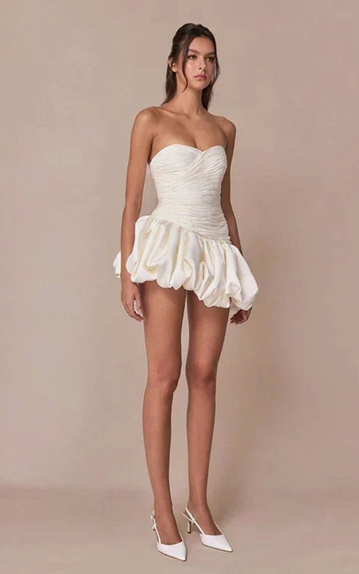 Emma | Strapless Ruched Balloon-Hem Mini Dress in product view 8