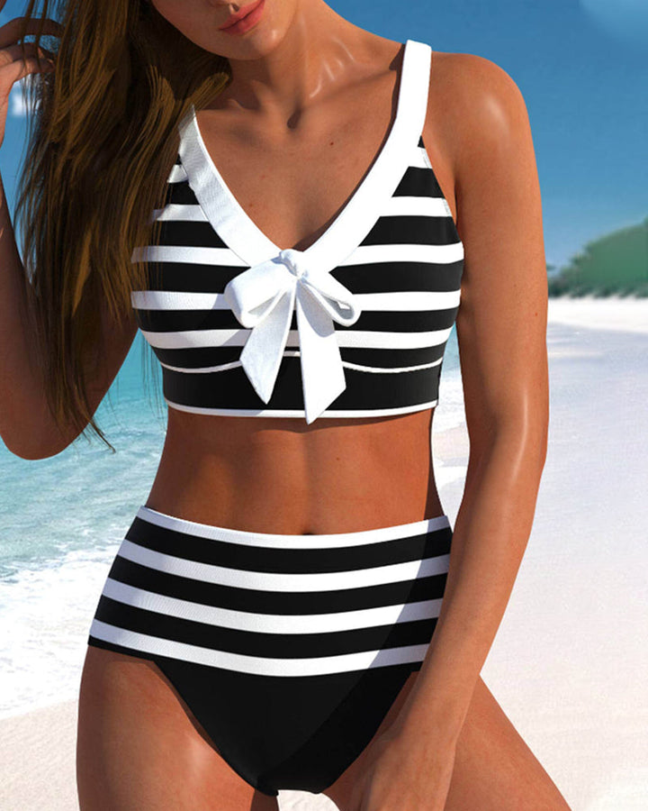 Regina | Striped High-Waisted Bikini in product view 1