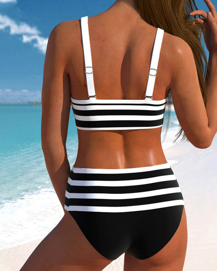 Regina | Striped High-Waisted Bikini in product view 2