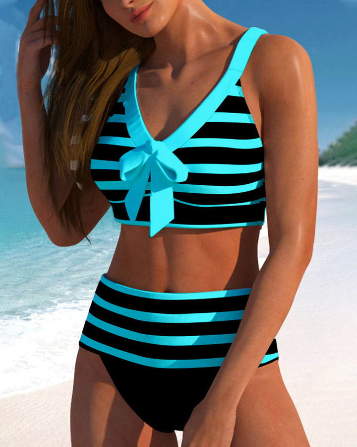 Regina | Striped High-Waisted Bikini in product view 7