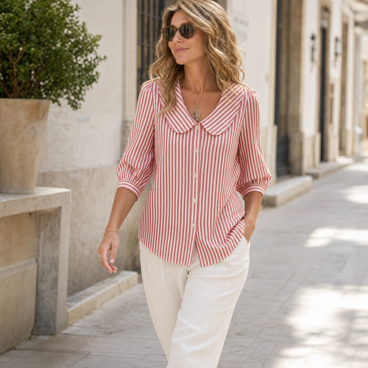 Opaline | Striped Sailor Collar Blouse in product view 4