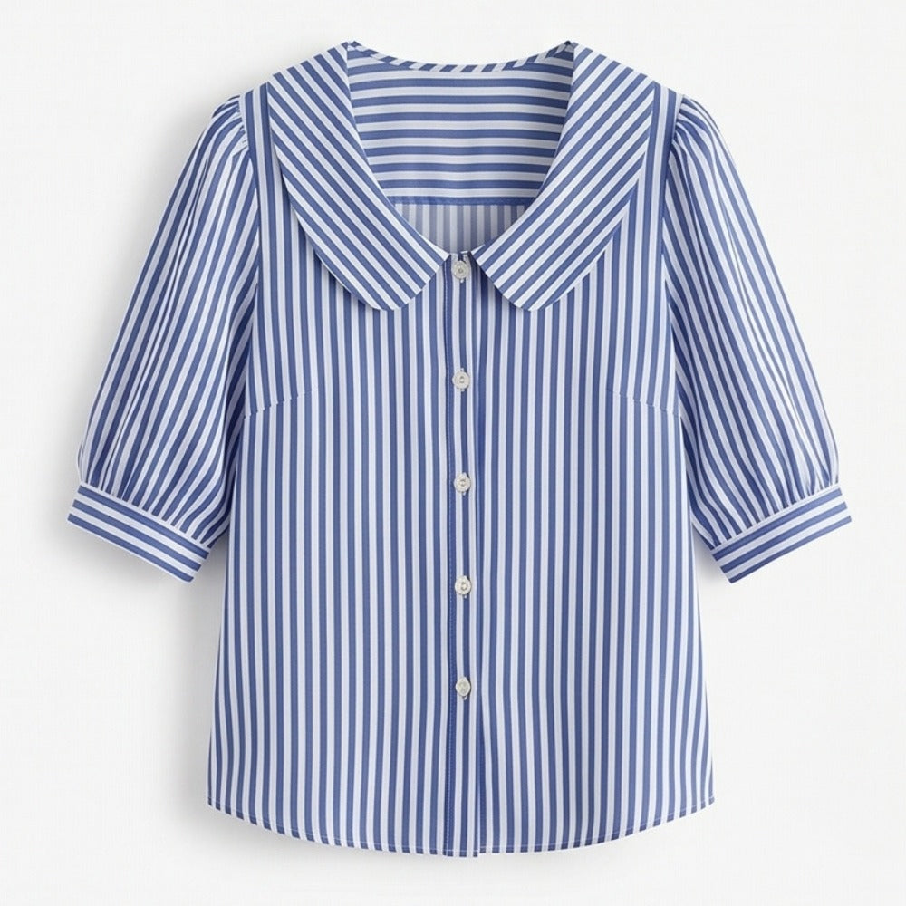 Opaline | Striped Sailor Collar Blouse in product view 14