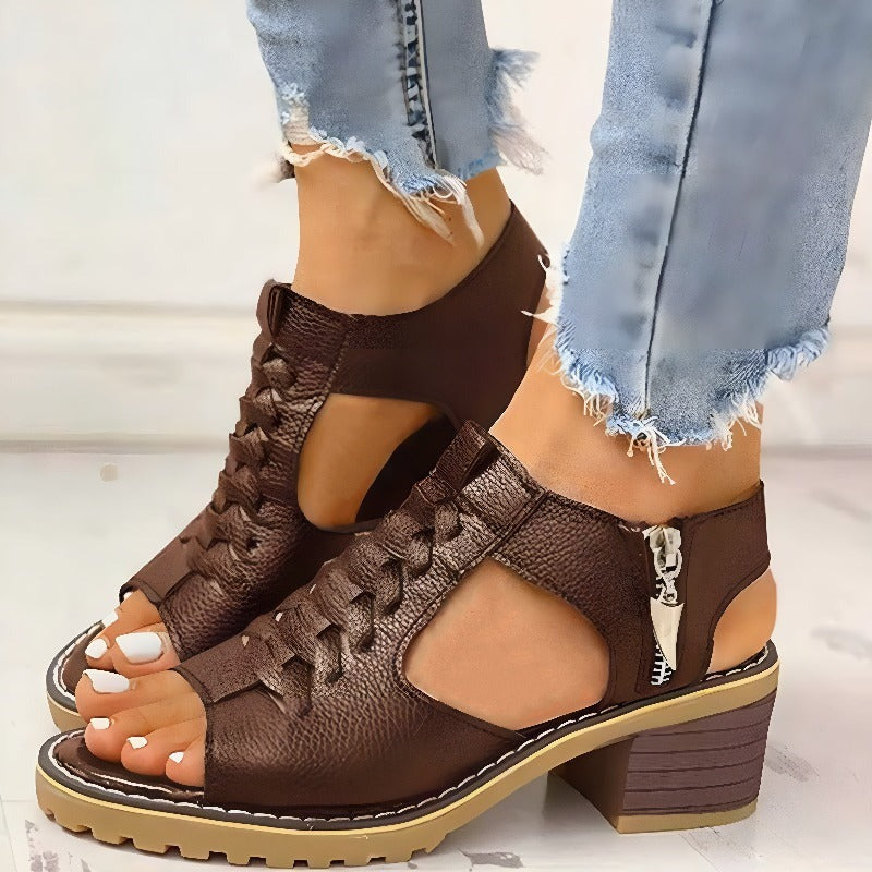 Tatiana | Lace-Up Open Toe Block Heel Sandals - product image 1