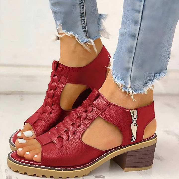 Tatiana | Lace-Up Open Toe Block Heel Sandals - product image 3