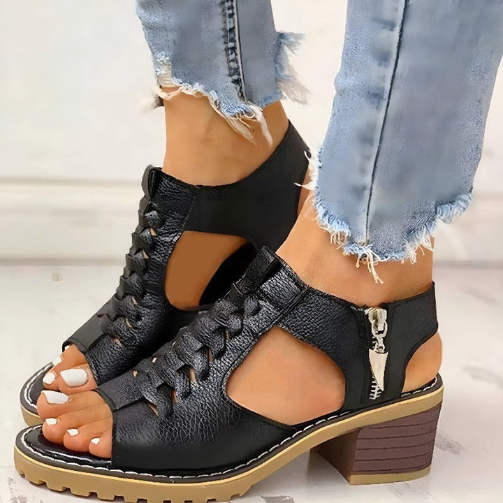 Tatiana | Lace-Up Open Toe Block Heel Sandals - product image 4