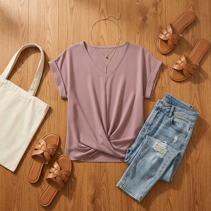 Gelinda | Twist Front V-Neck Cap Sleeve Top in product view 6