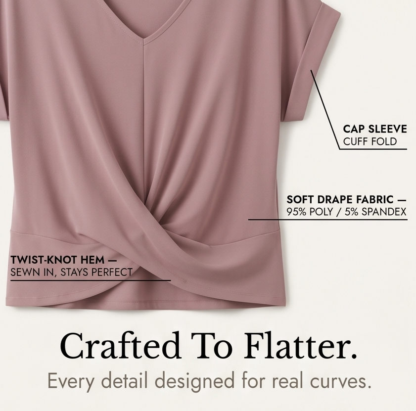 Gelinda | Twist Front V-Neck Cap Sleeve Top in product view 7