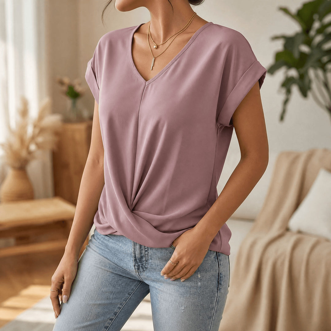Gelinda | Twist Front V-Neck Cap Sleeve Top in product view 11