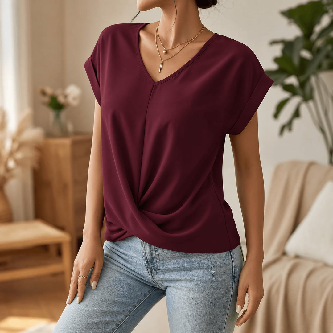 Gelinda | Twist Front V-Neck Cap Sleeve Top in product view 12