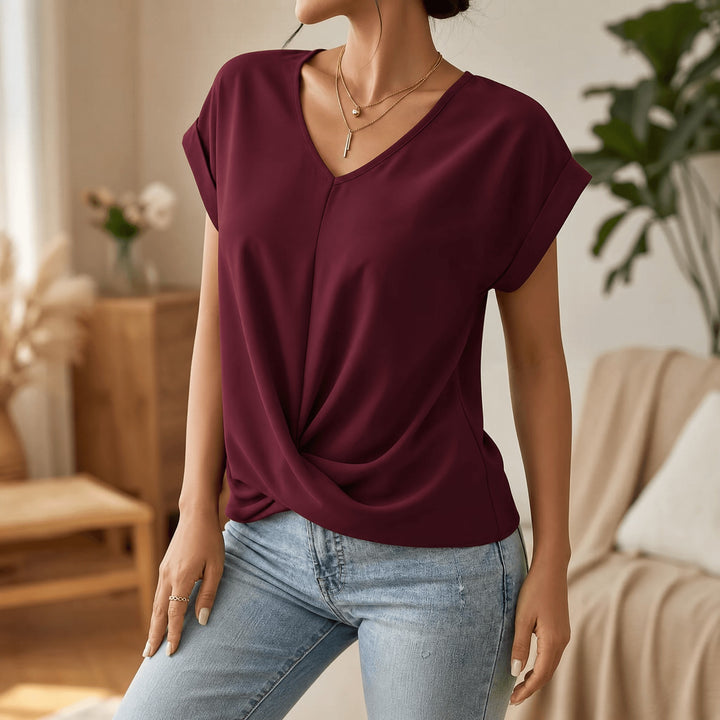 Gelinda | Twist Front V-Neck Cap Sleeve Top in product view 12