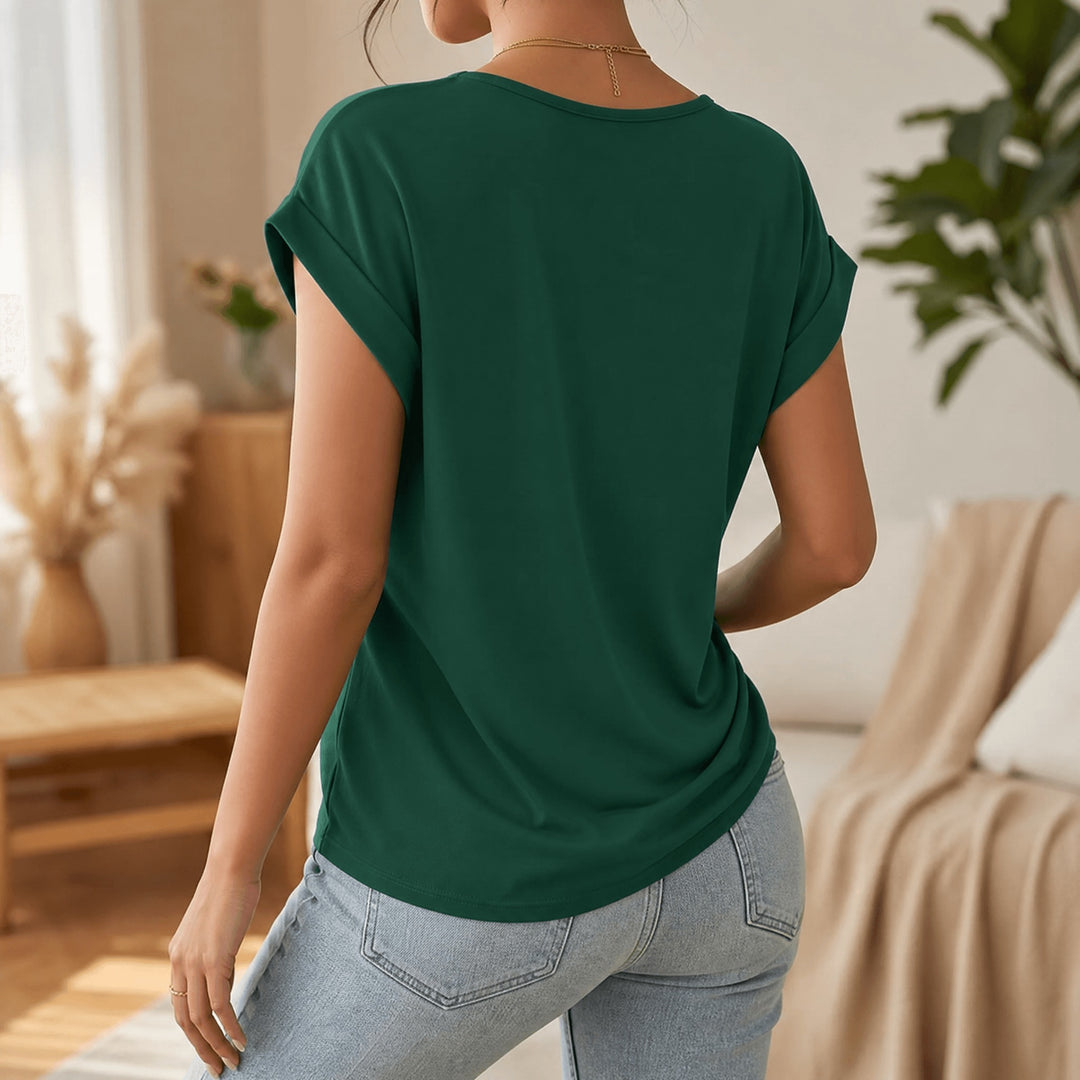 Gelinda | Twist Front V-Neck Cap Sleeve Top in product view 14