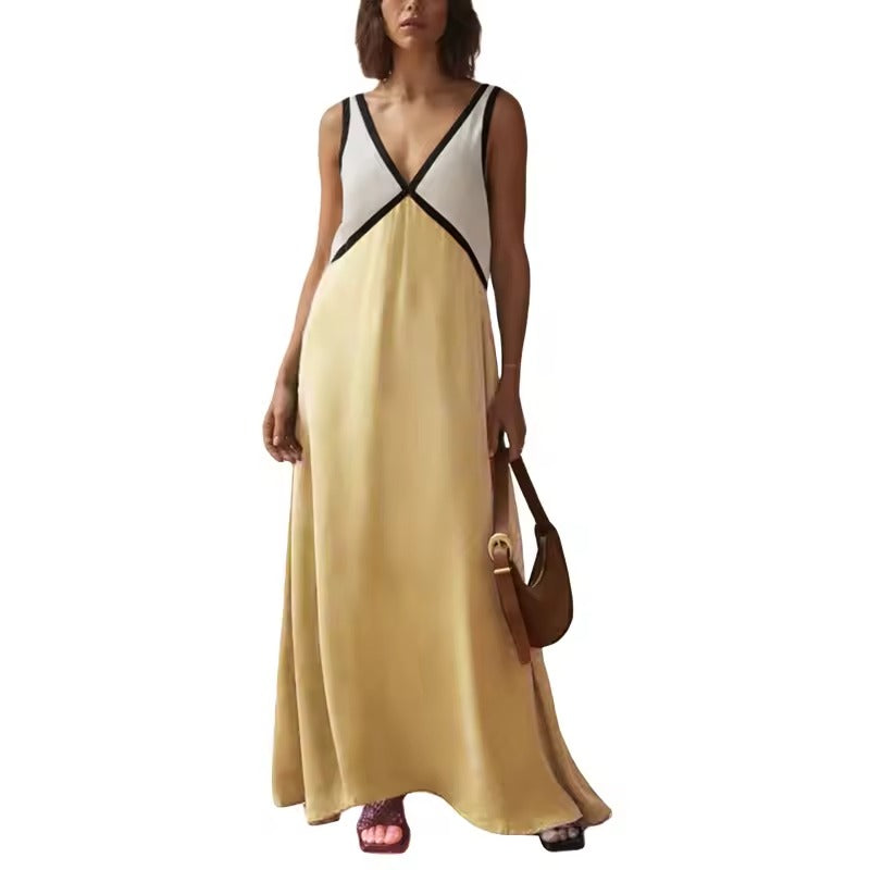 Lara | V-Neck Colourblock Midi Dress with Contrast Panels in product view 14