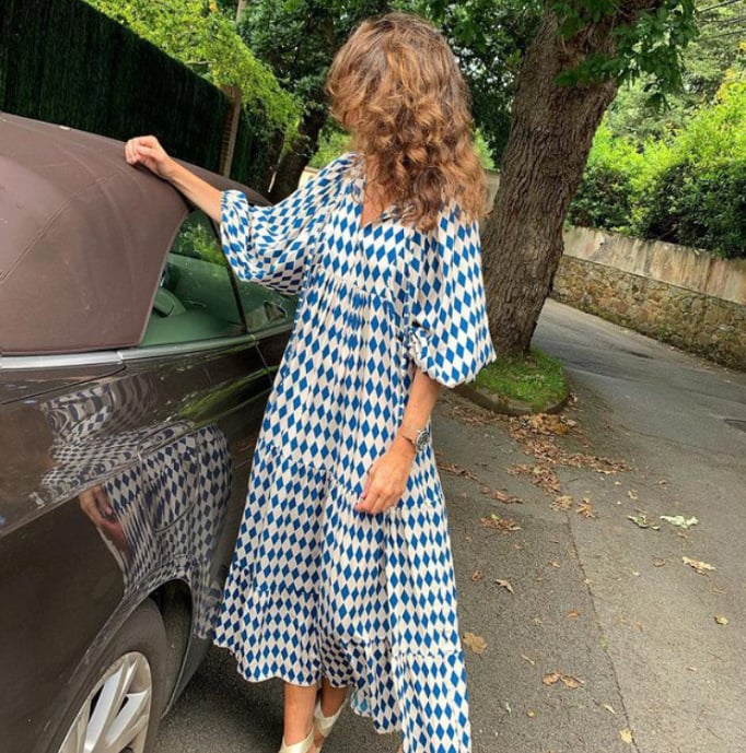 Margot | V-Neck Puff Sleeve Boho Floral Maxi Dress in product view 4