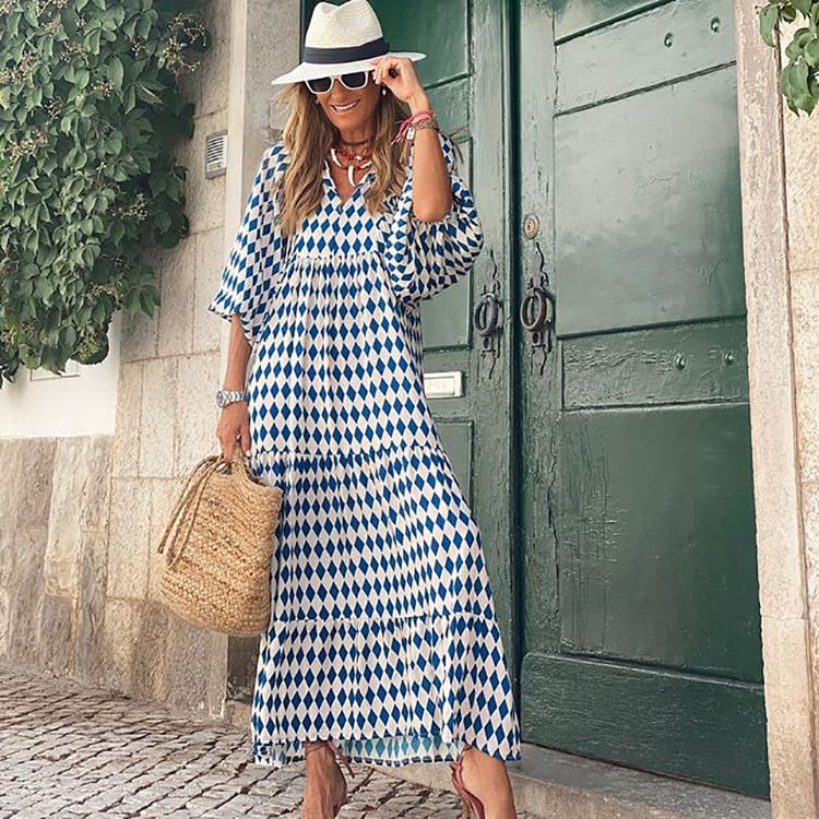 Margot | V-Neck Puff Sleeve Boho Floral Maxi Dress in product view 7