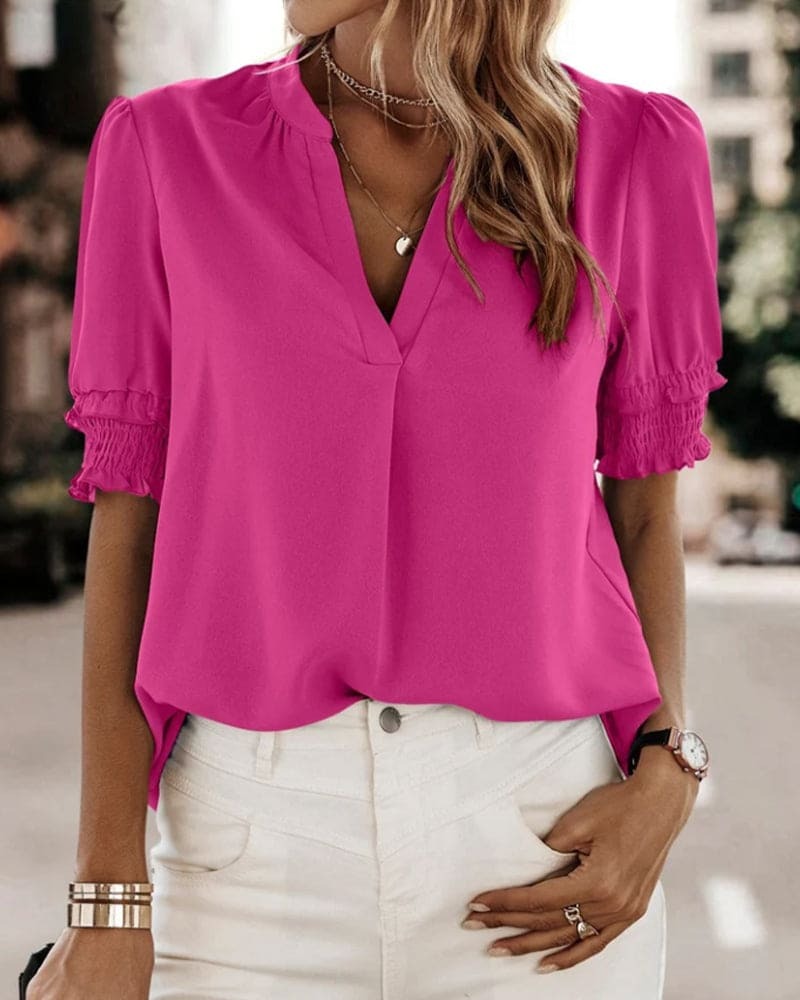 Juliette | V-Neck Puff Sleeve Chiffon Blouse - product image 1
