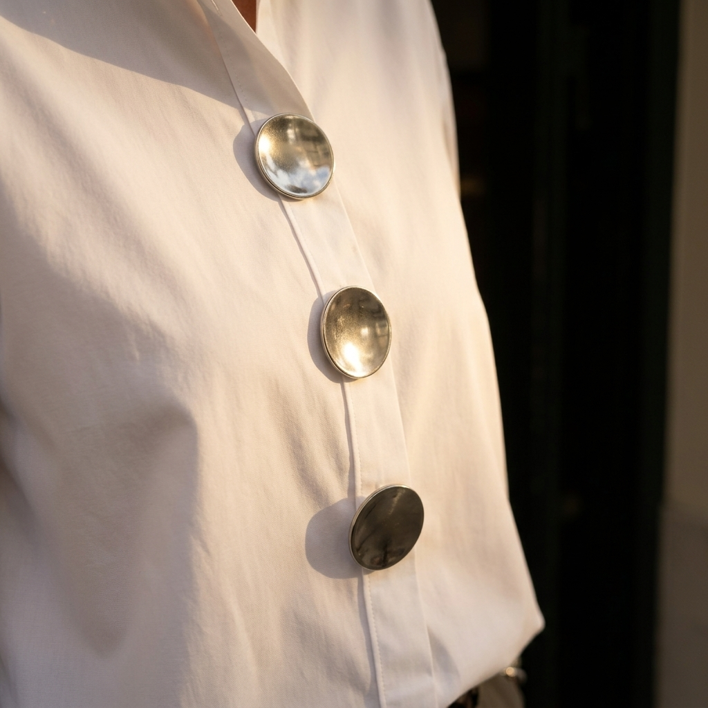 Brennie | White Oversized Button-Down Blouse in product view 5