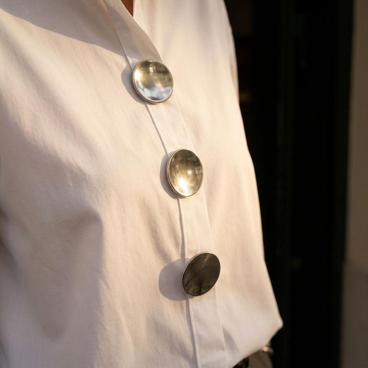 Brennie | White Oversized Button-Down Blouse in product view 5