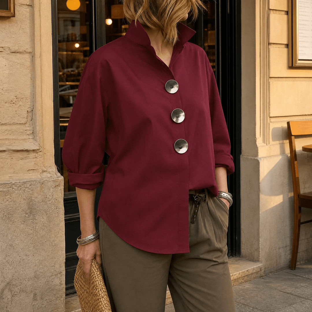 Brennie | White Oversized Button-Down Blouse in product view 15